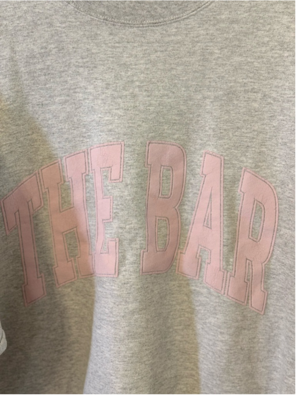 THE BAR Varsity Crewneck Sweatshirt Gray Pink Oversized Medium - Picture 7 of 7